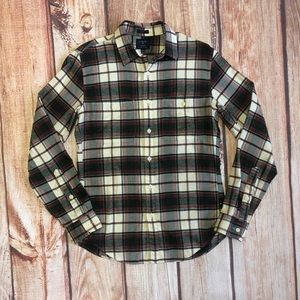 ❤️SOLD❤️J. CREW Flannel Plaid Green Red Slim Fit Double Pocket Button Shirt